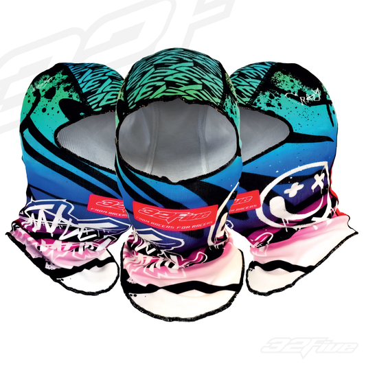 32Five Balaclava - Smile To Win - blue/fluo pink